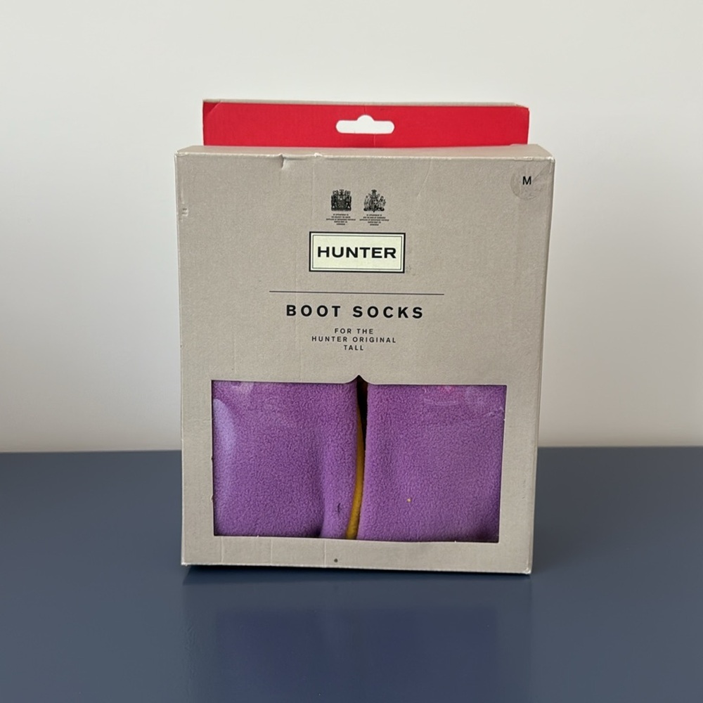 “HUNTER” Vibrant Yellow Boot Socks with Purple Cuff - Picture 2 of 4